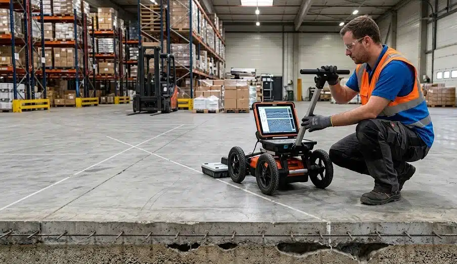 Détection de vides sous dallage industriel : méthodologie GPR pas à pas