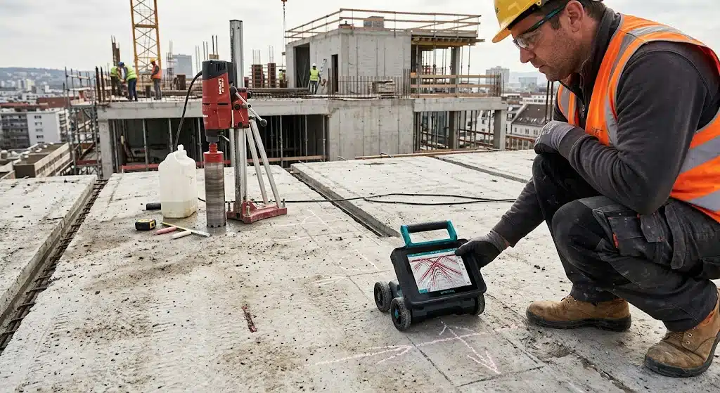 Radar béton sur dalles précontraintes : lire le tracé des câbles avant de carotter