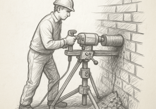 Carottage du mur d’un atelier pour l'installation d’une ventilation