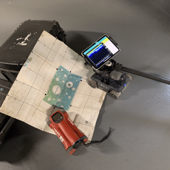 vue et preparation d'un sondage de structure avant prise de mesure par ferroscan