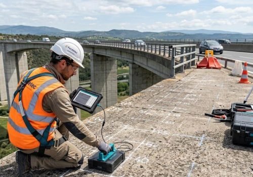Repérage d’armatures avant carottages sur un viaduc Ferdetec